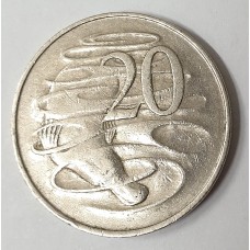 AUSTRALIA 1966 . TWENTY 20 CENTS COIN . WAVY 2 . RARE ERROR/VARIETY